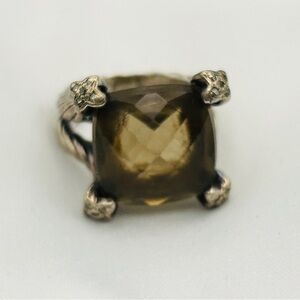 David Yurman Large Smokey Quartz Sterling Silver Ring